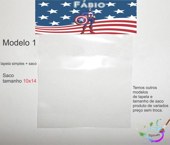 Lapela(simples) e Saco 10x14-capitão America