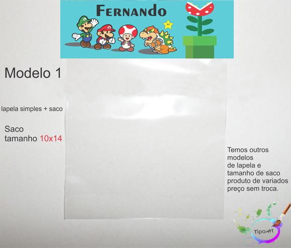 Lapela(simples) e Saco 10x14-mario Bros
