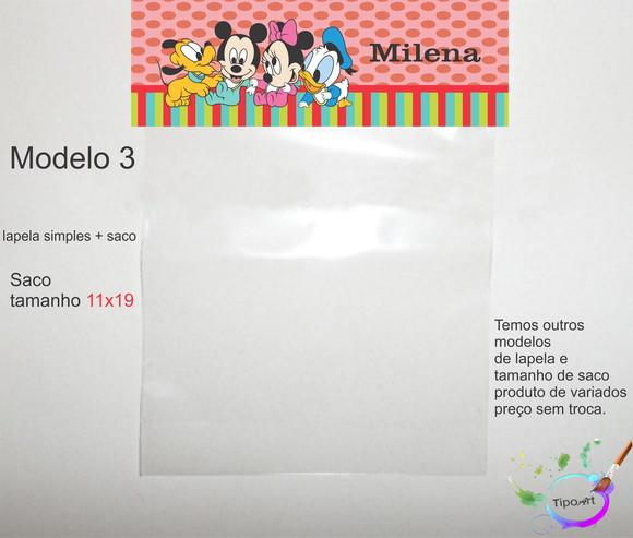 Lapela(simples) e Saco 11x19-mickey Baby