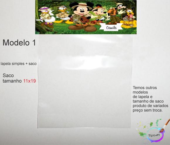 Lapela(simples) e Saco 11x19-mickey Safari