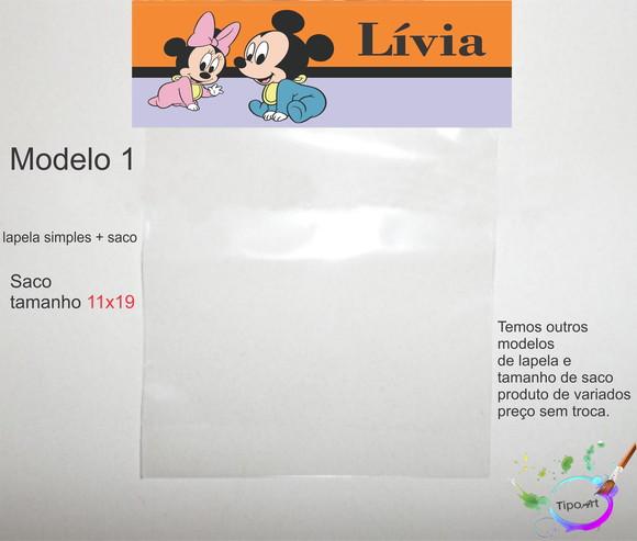 Lapela(simples) e Saco 11x19-mickey Baby