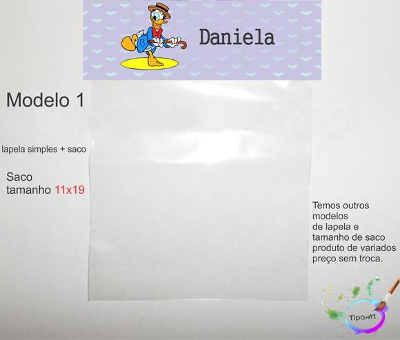 Lapela(simples) e Saco 11x19-pato Donald