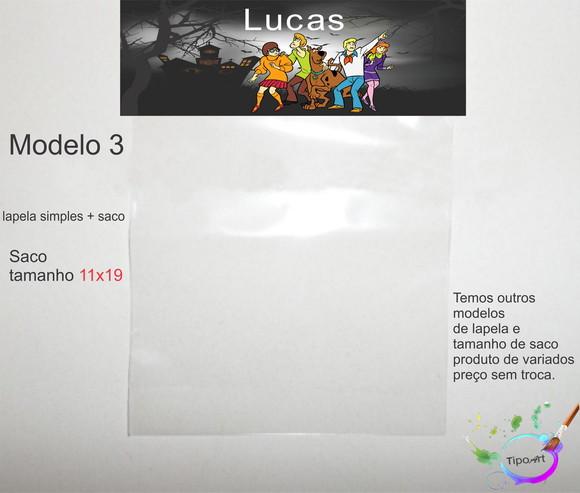 Lapela(simples) e Saco 11x19-scooby Doo