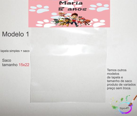 Lapela(simples) e Saco 15x22- Patrulha Canina