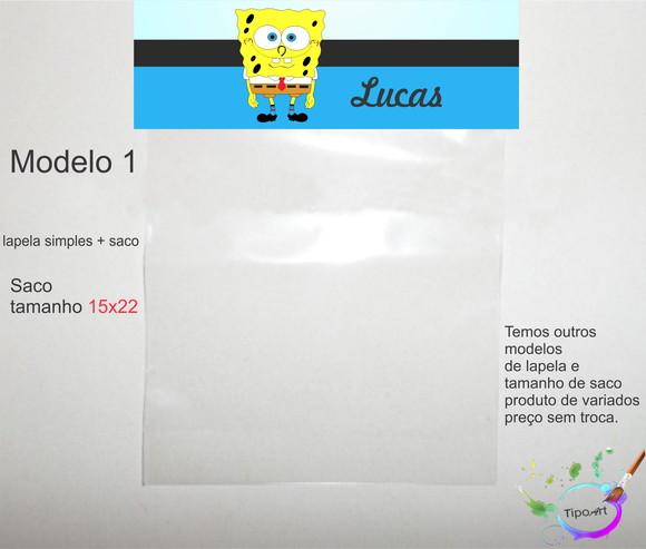 Lapela(simples) e Saco 15x22-bob Esponja