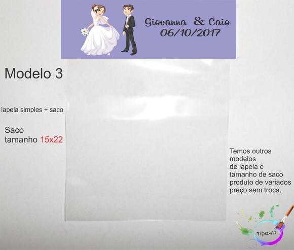 Lapela(simples) e Saco 15x22-casal