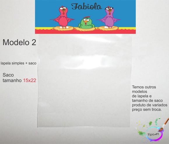 Lapela(simples) e Saco 15x22-galinha Pintadinha