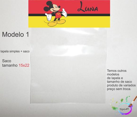 Lapela(simples) e Saco 15x22-mickey