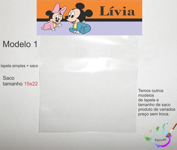 Lapela(simples) e Saco 15x22-mickey Baby