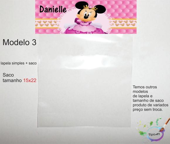 Lapela(simples) e Saco 15x22-minnie Realeza