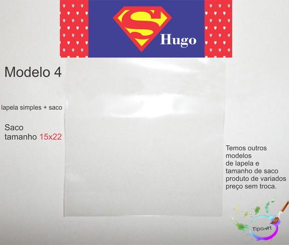 Lapela(simples) e Saco 15x22-super Homem