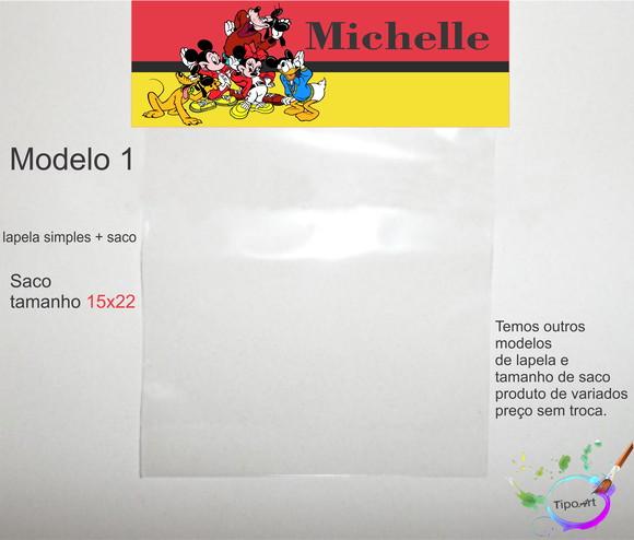 Lapela(simples) e Saco 15x22-turma do Mickey