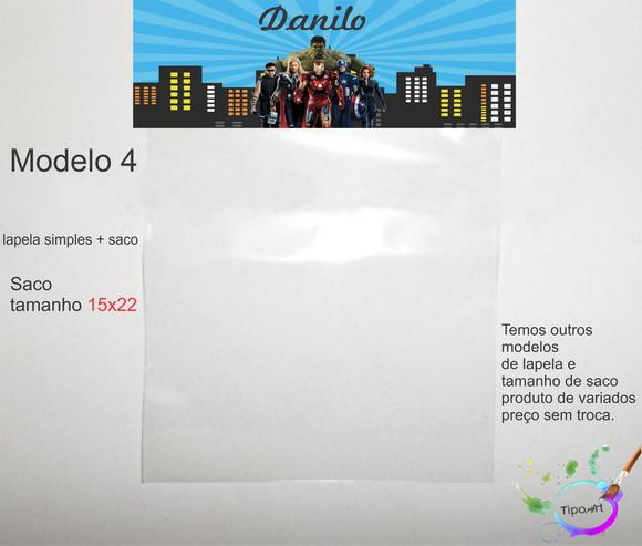Lapela(simples) e Saco 15x22-vingadores