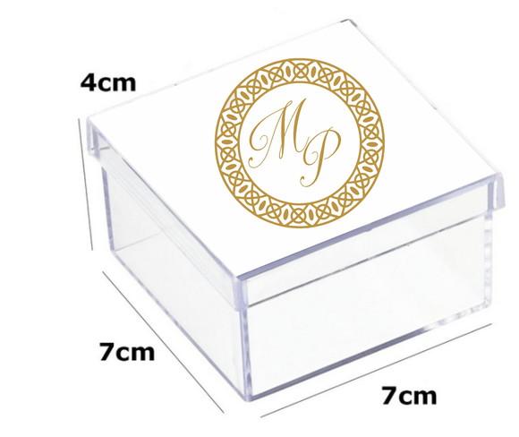 Latinha Acrilica 7x7x4-monograma 32