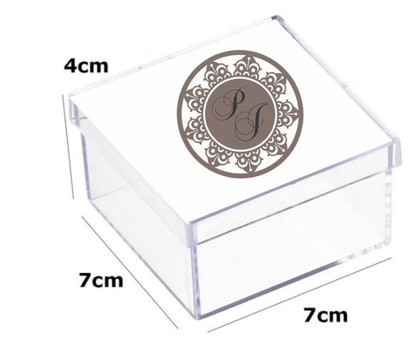 Latinha Acrilica 7x7x4-monograma 77