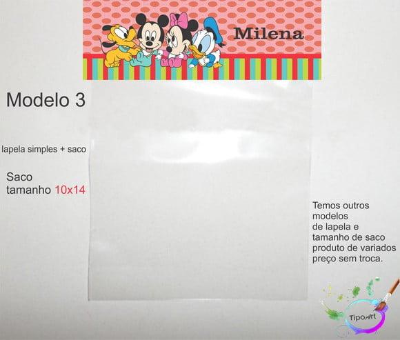 Lapela(simples) e Saco 10x14-mickey Baby