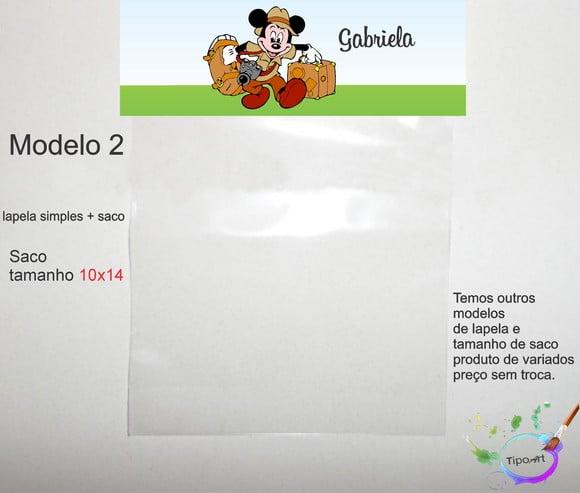 Lapela(simples) e Saco 10x14-mickey Safari