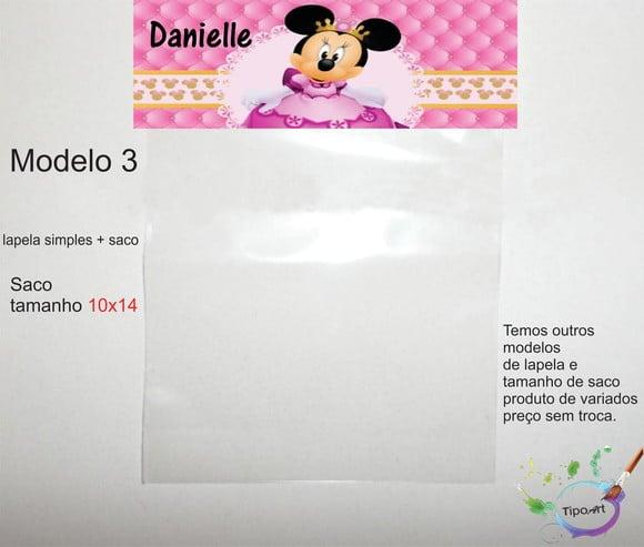 Lapela(simples) e Saco 10x14-minnie Realeza
