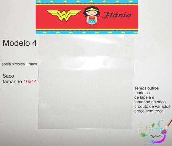 Lapela(simples) e Saco 10x14-mulher Maravilha