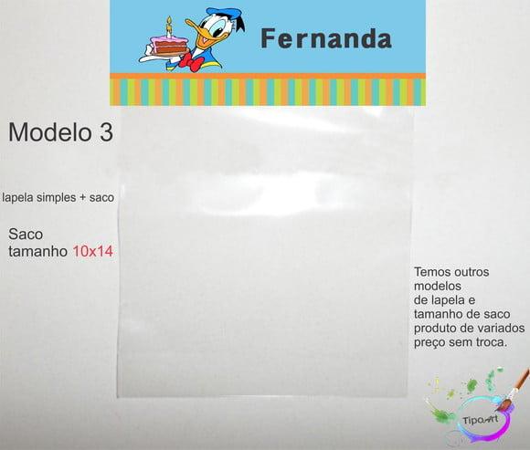 Lapela(simples) e Saco 10x14-pato Donald