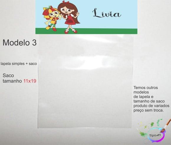 Lapela(simples) e Saco 11x19- Sitio do Pica Pau Amarelo