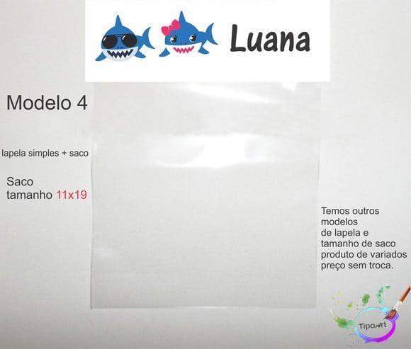 Lapela(simples) e Saco 11x19-baby Shark