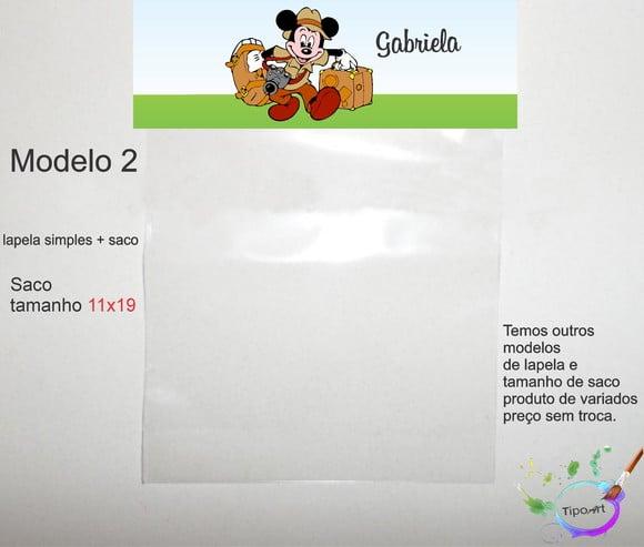 Lapela(simples) e Saco 11x19-mickey Safari