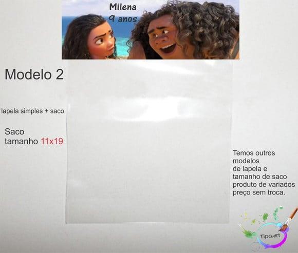 Lapela(simples) e Saco 11x19-moana e Mau