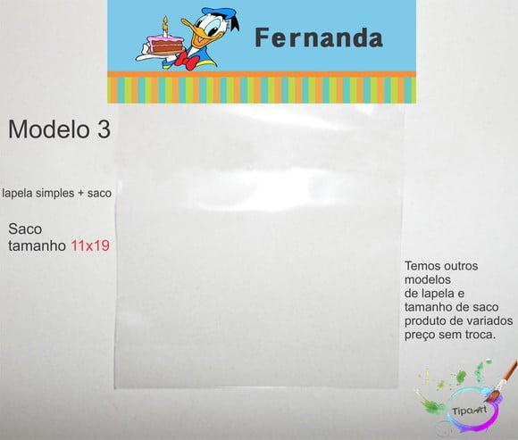 Lapela(simples) e Saco 11x19-pato Donald