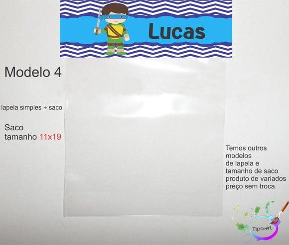 Lapela(simples) e Saco 11x19-tartaruga Ninja