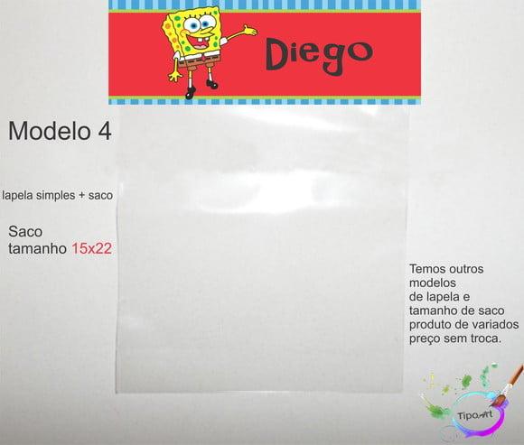 Lapela(simples) e Saco 15x22-bob Esponja