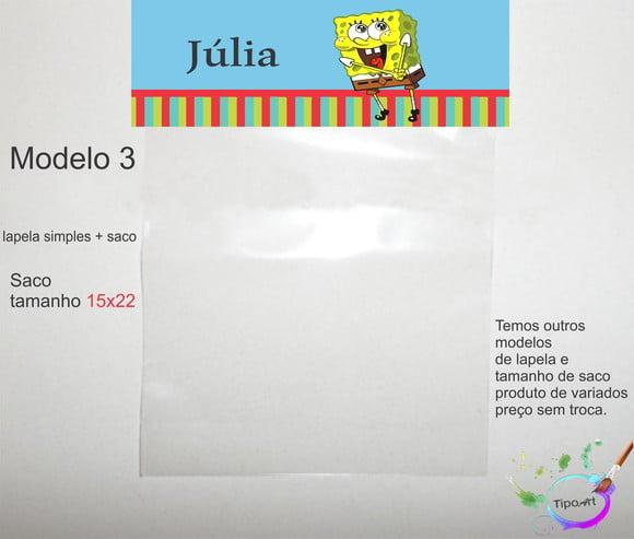 Lapela(simples) e Saco 15x22-bob Esponja