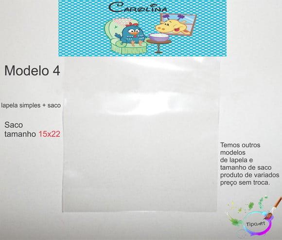 Lapela(simples) e Saco 15x22-galinha Pintadinha