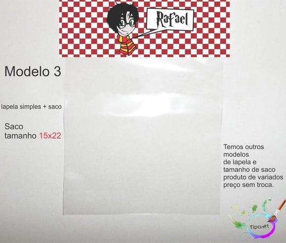 Lapela(simples) e Saco 15x22-harry Potter-modelo 2