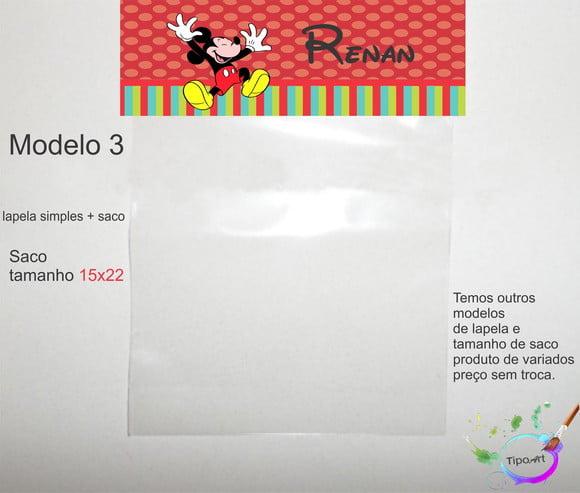Lapela(simples) e Saco 15x22-mickey