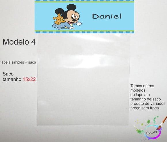 Lapela(simples) e Saco 15x22-mickey Baby