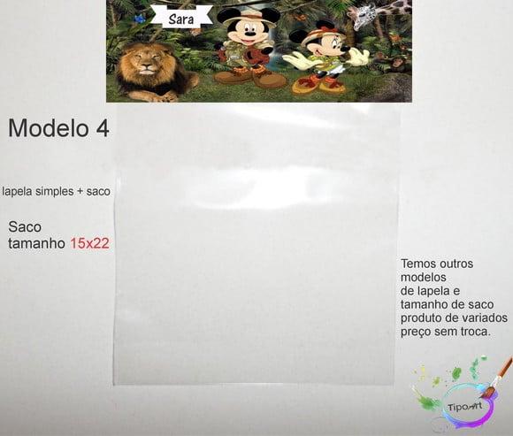 Lapela(simples) e Saco 15x22-mickey Safari