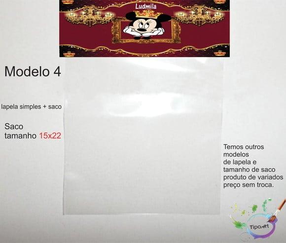 Lapela(simples) e Saco 15x22-minnie Realeza