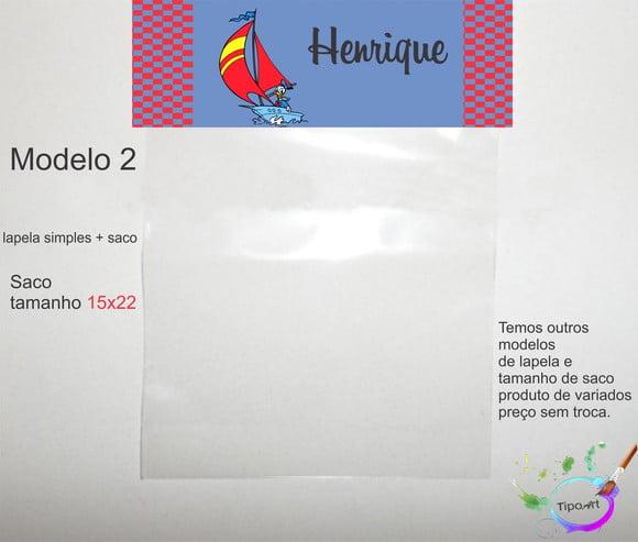 Lapela(simples) e Saco 15x22-pato Donald
