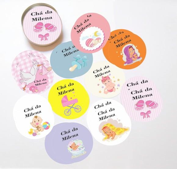 Latinha + Jogos da Memória-chá de Bebê