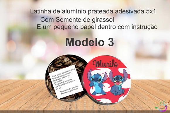 Latinha Semente Girassol-stitch e Lilo