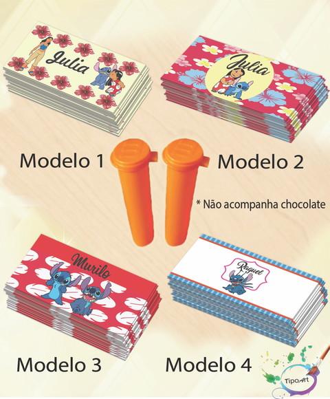 Rotulo Chocolate(confete)-stitch e Lilo