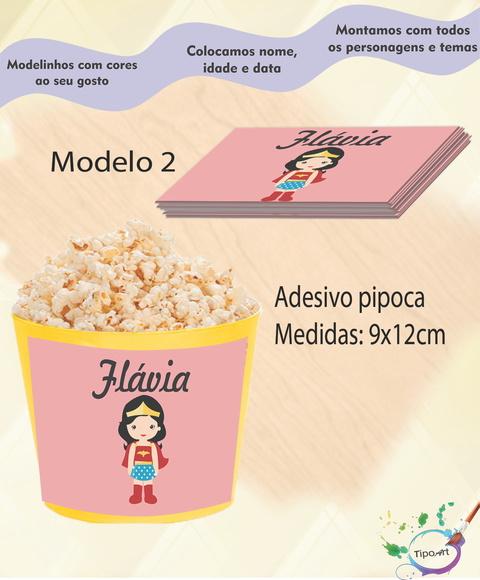 Rótulo p/ Balde Pipoca-mulher Maravilha