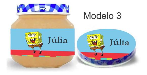 Rótulo Papinha + Adesivo Tampa -bob Esponja