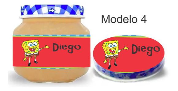Rótulo Papinha + Adesivo Tampa -bob Esponja