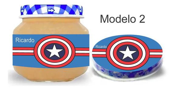 Rótulo Papinha + Adesivo Tampa -capitão America