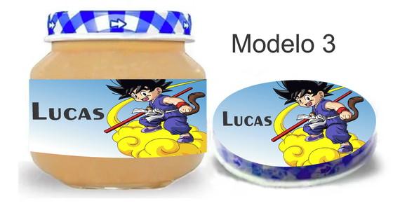 Rótulo Papinha + Adesivo Tampa -goku