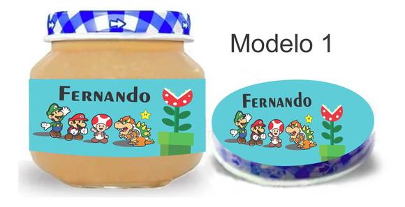 Rótulo Papinha + Adesivo Tampa -mario Bros