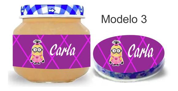 Rótulo Papinha + Adesivo Tampa -minions