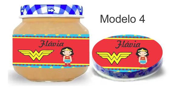 Rótulo Papinha + Adesivo Tampa -mulher Maravilha
